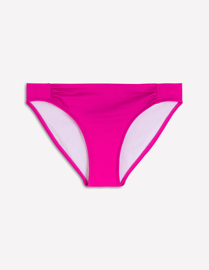 Classic Ruched Bikini Bottoms-Bright Fuchsia - 1