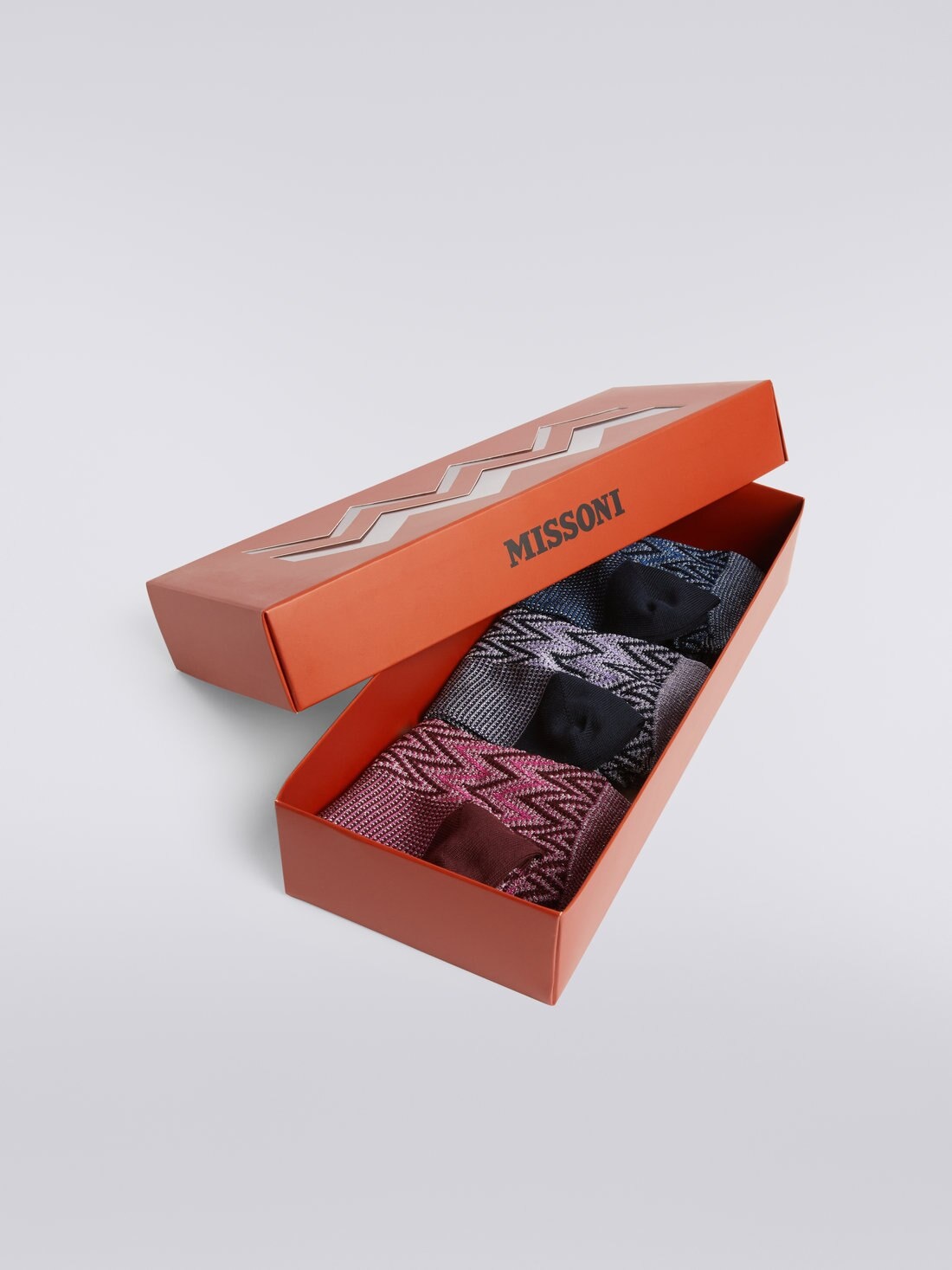 Set of three viscose and cotton chevron socks - 2