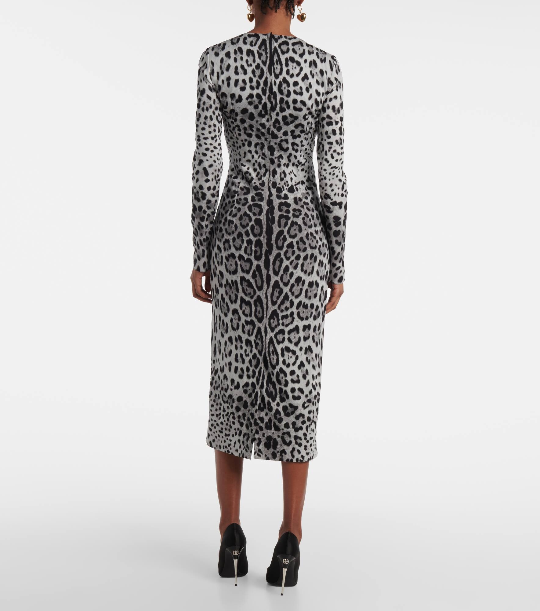 Leopard-print silk-blend midi dress - 3