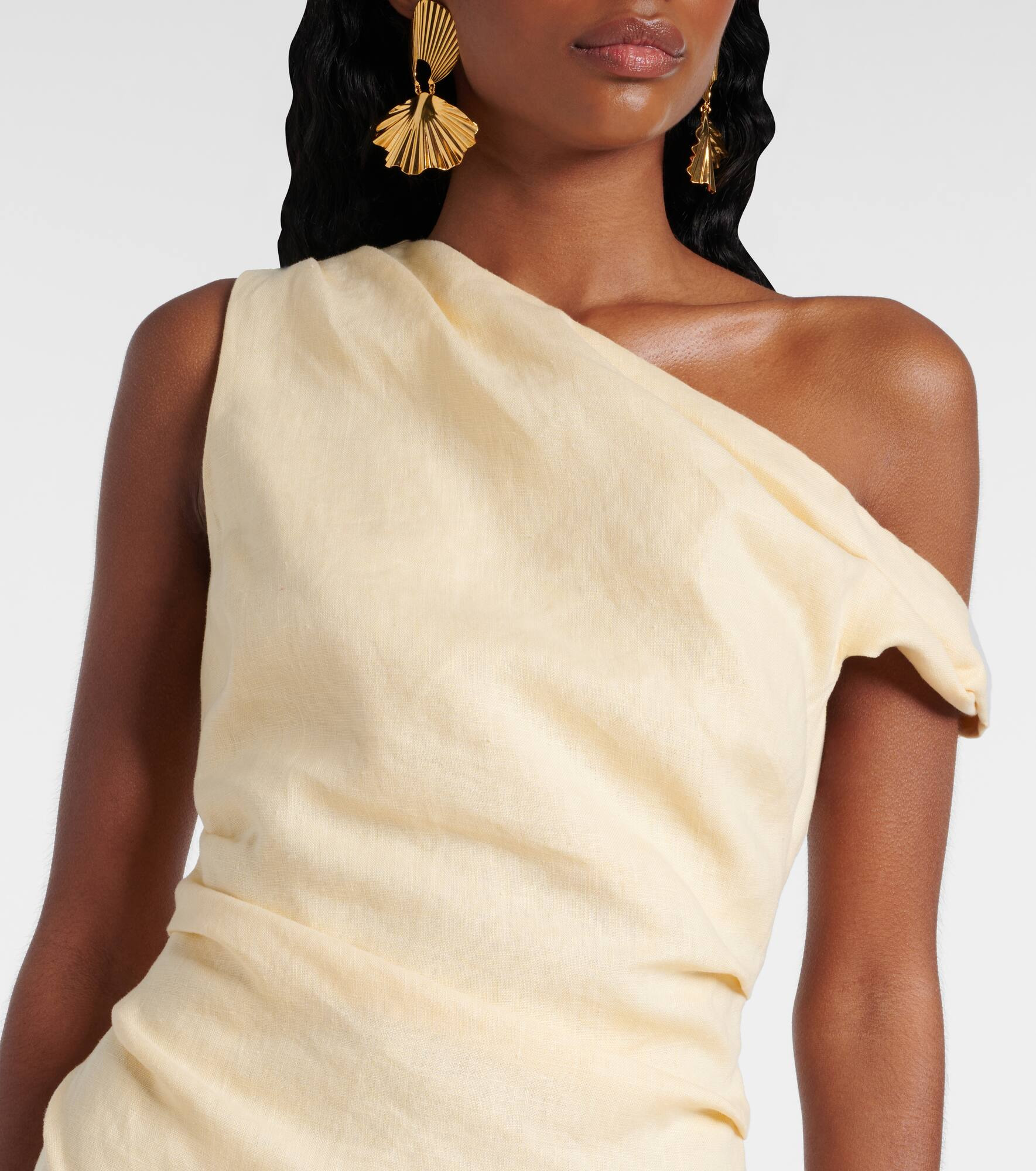 Iris one-shoulder linen minidress - 4