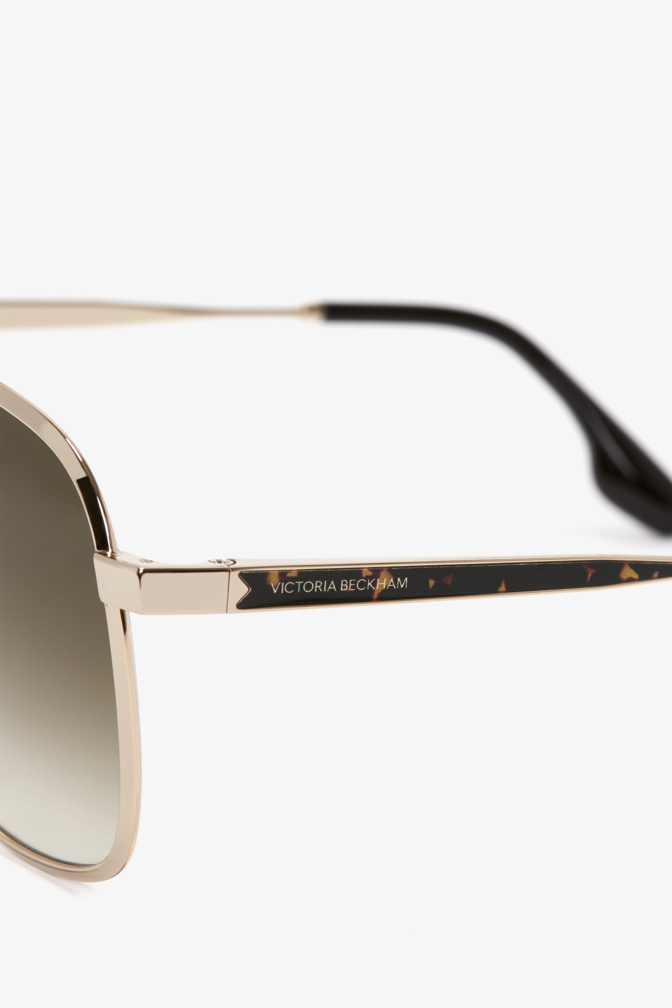 Double Bridge V Detail Sunglasses in Gold - 4