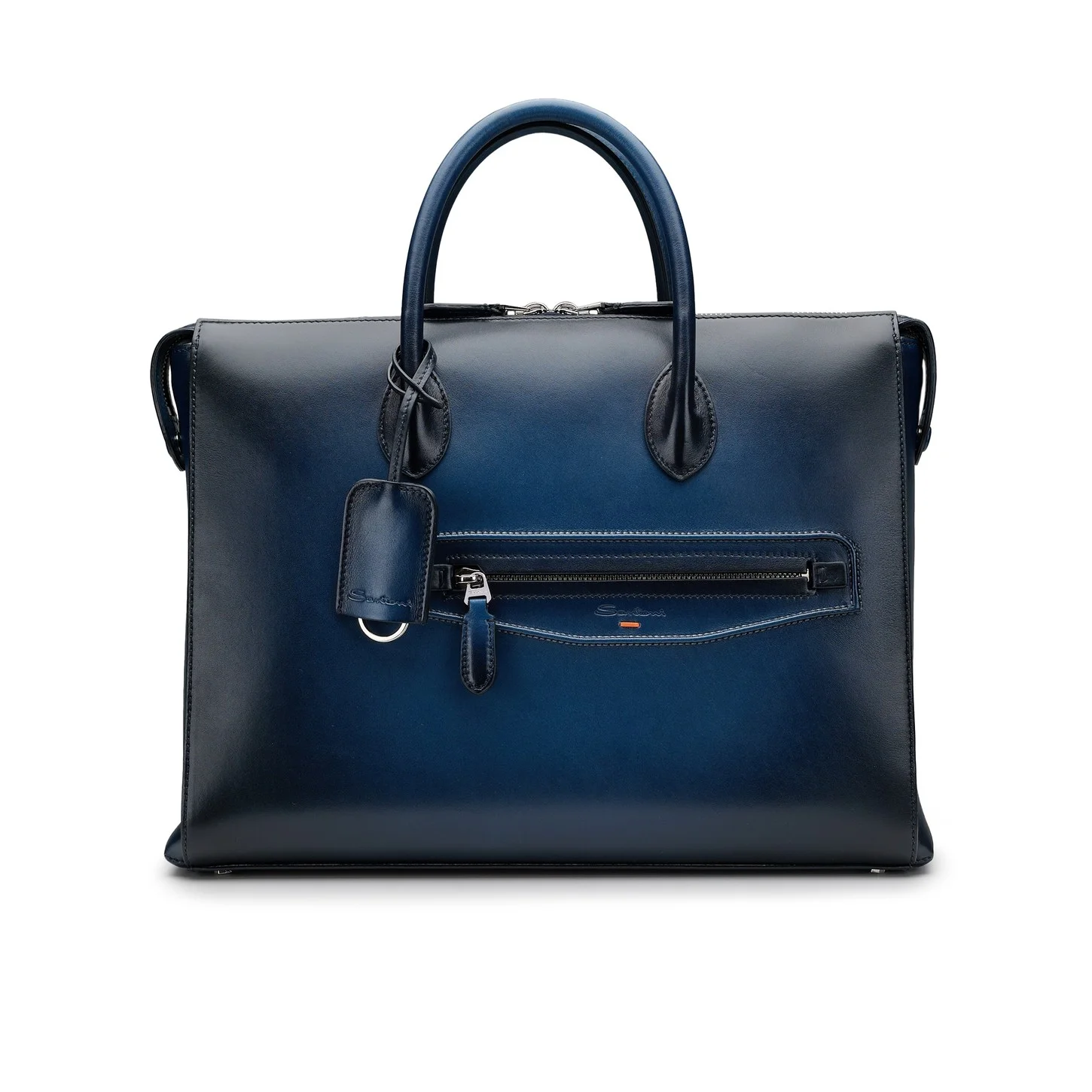 Blue leather laptop bag - 1