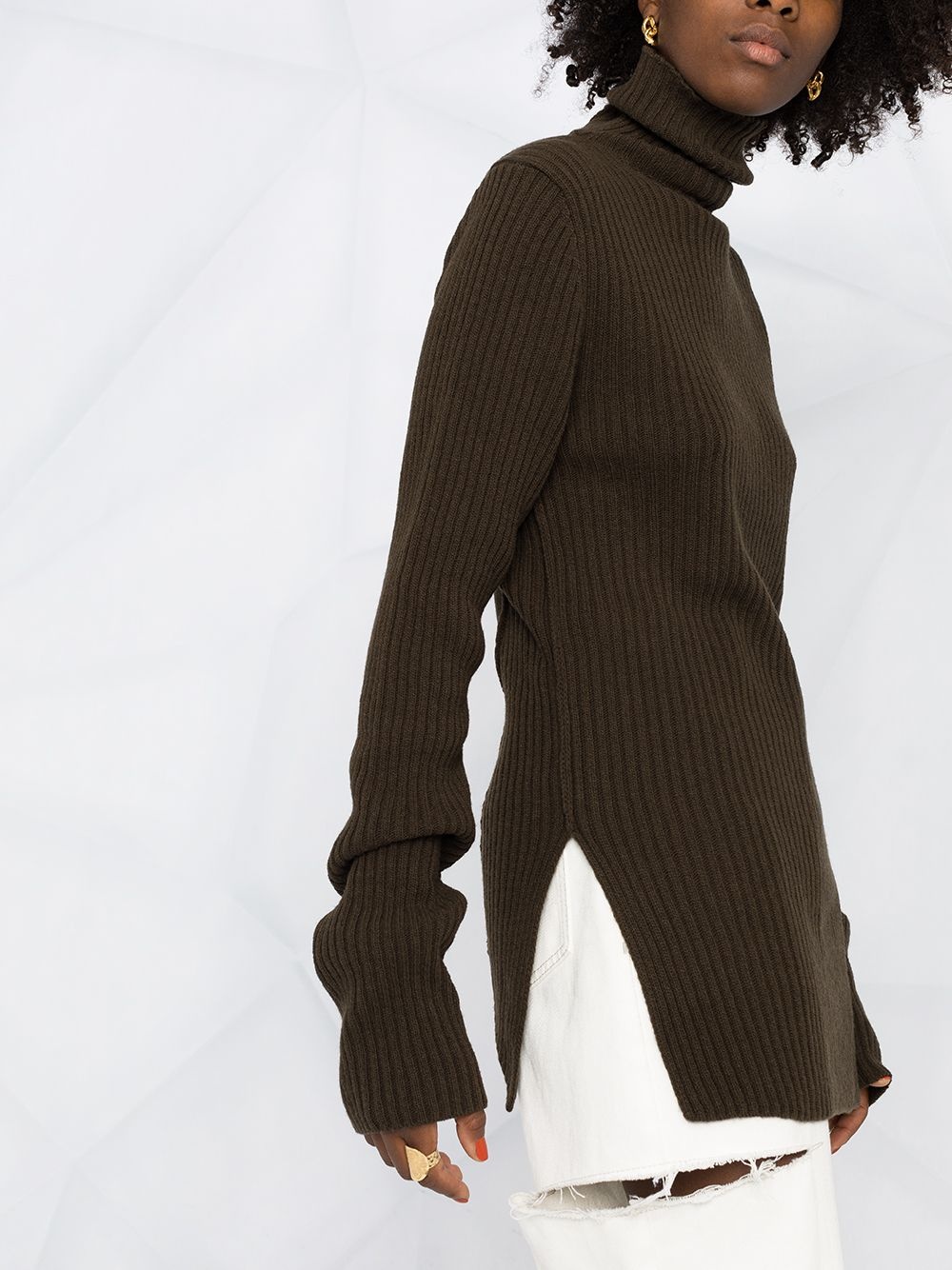 ribbed-knit virgin wool jumper - 5