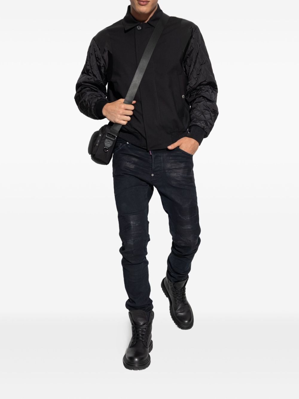 quilted-sleeve bomber jacket - 2