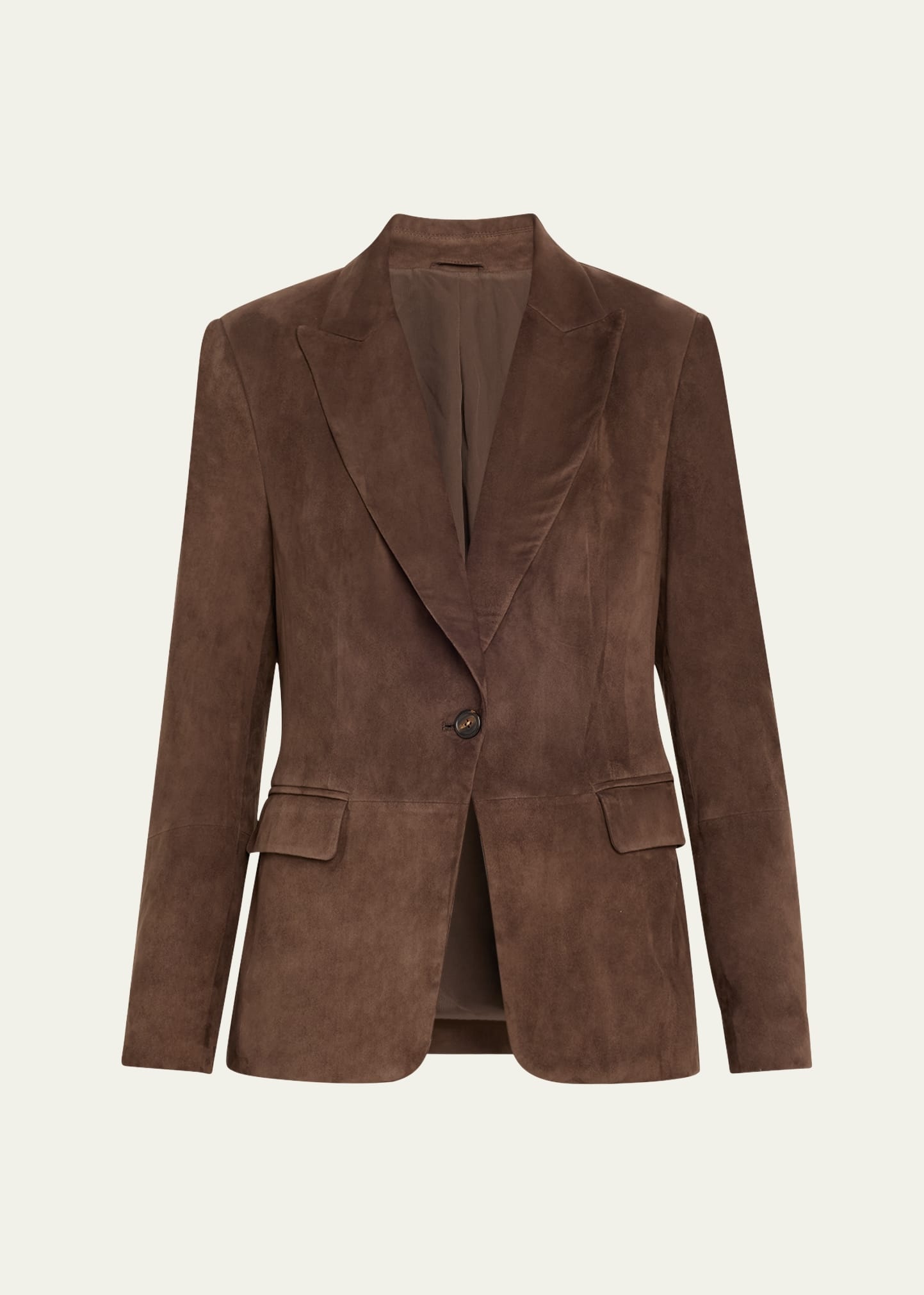 Suede Single-Breasted Blazer Jacket - 1