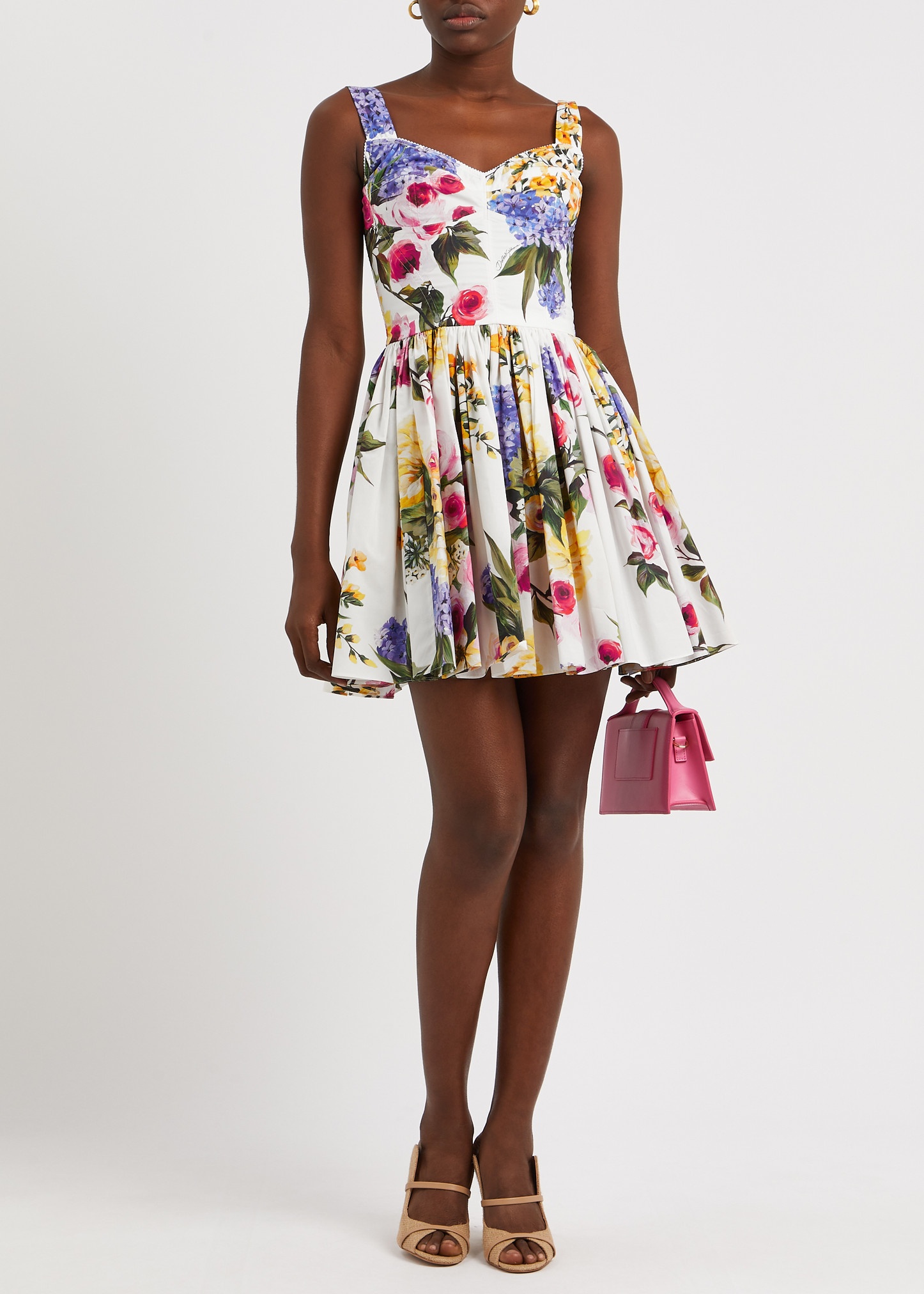 Floral-print cotton mini dress - 4