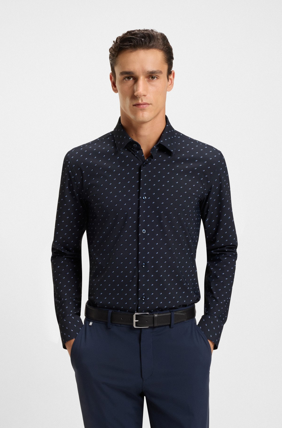 REGULAR-FIT SHIRT IN PERFORMANCE-STRETCH FLORAL-PRINT JERSEY - 2
