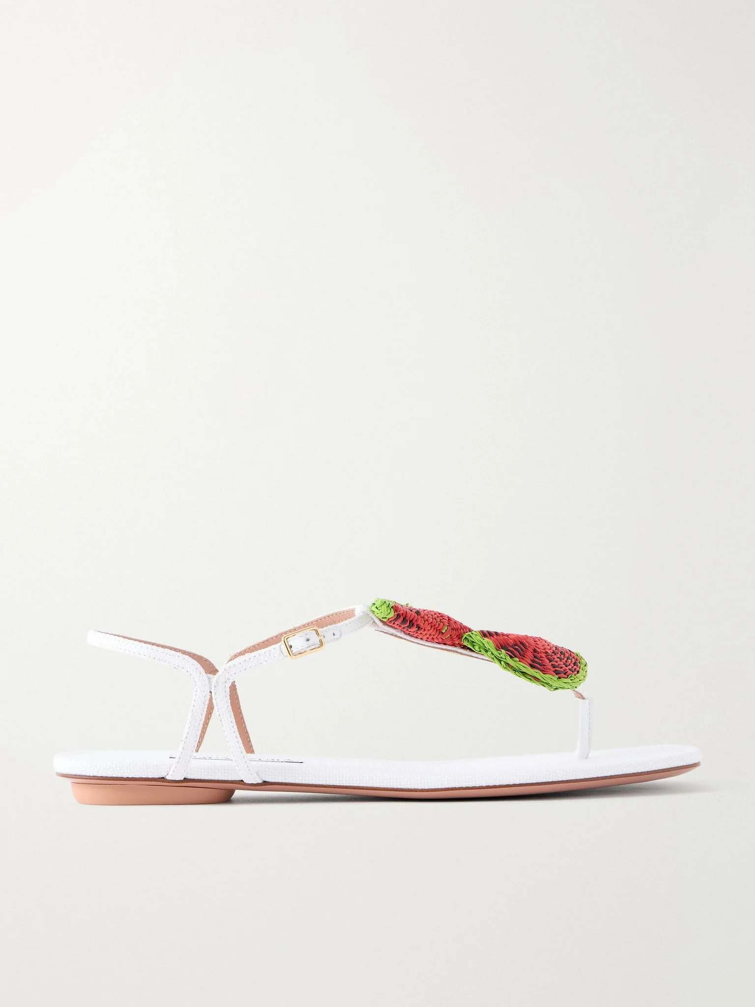 Embellished raffia thong sandals White - 1