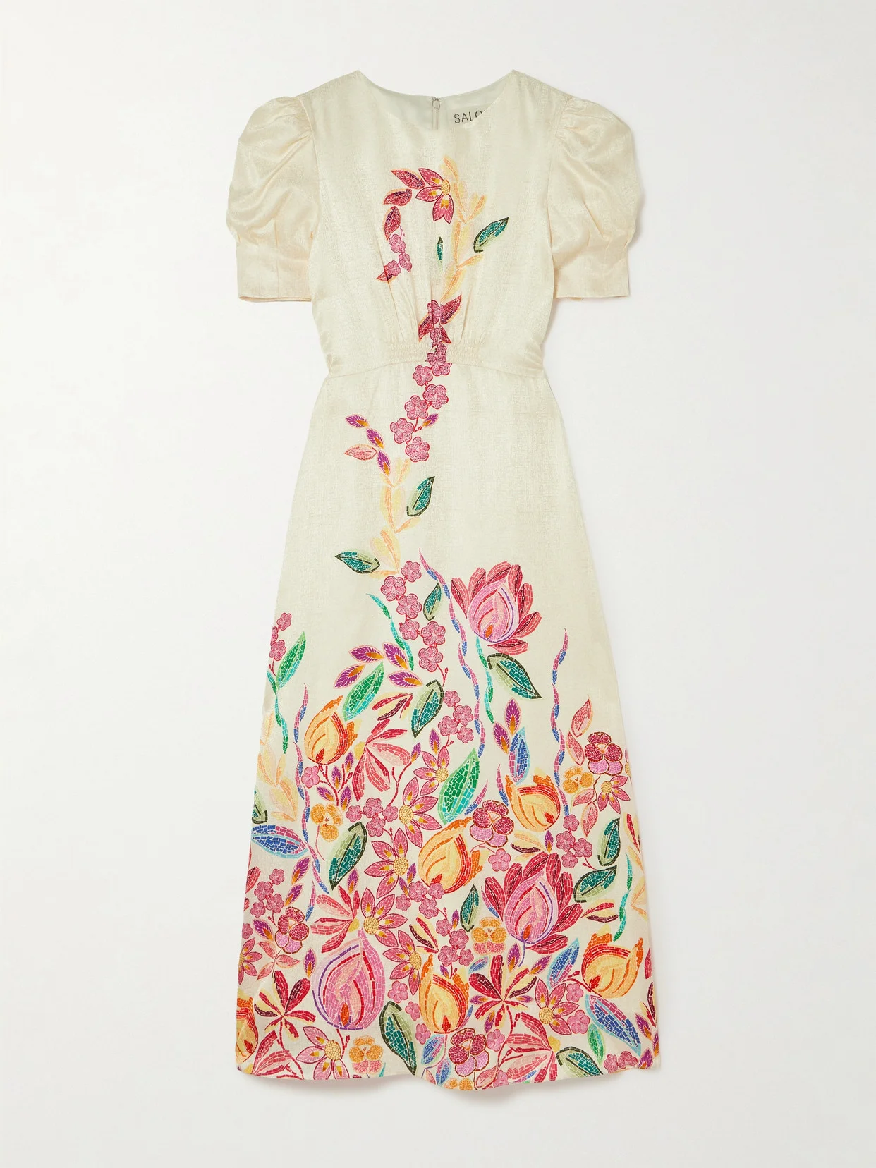 Bianca Printed Silk-jacquard Midi Dress - 1