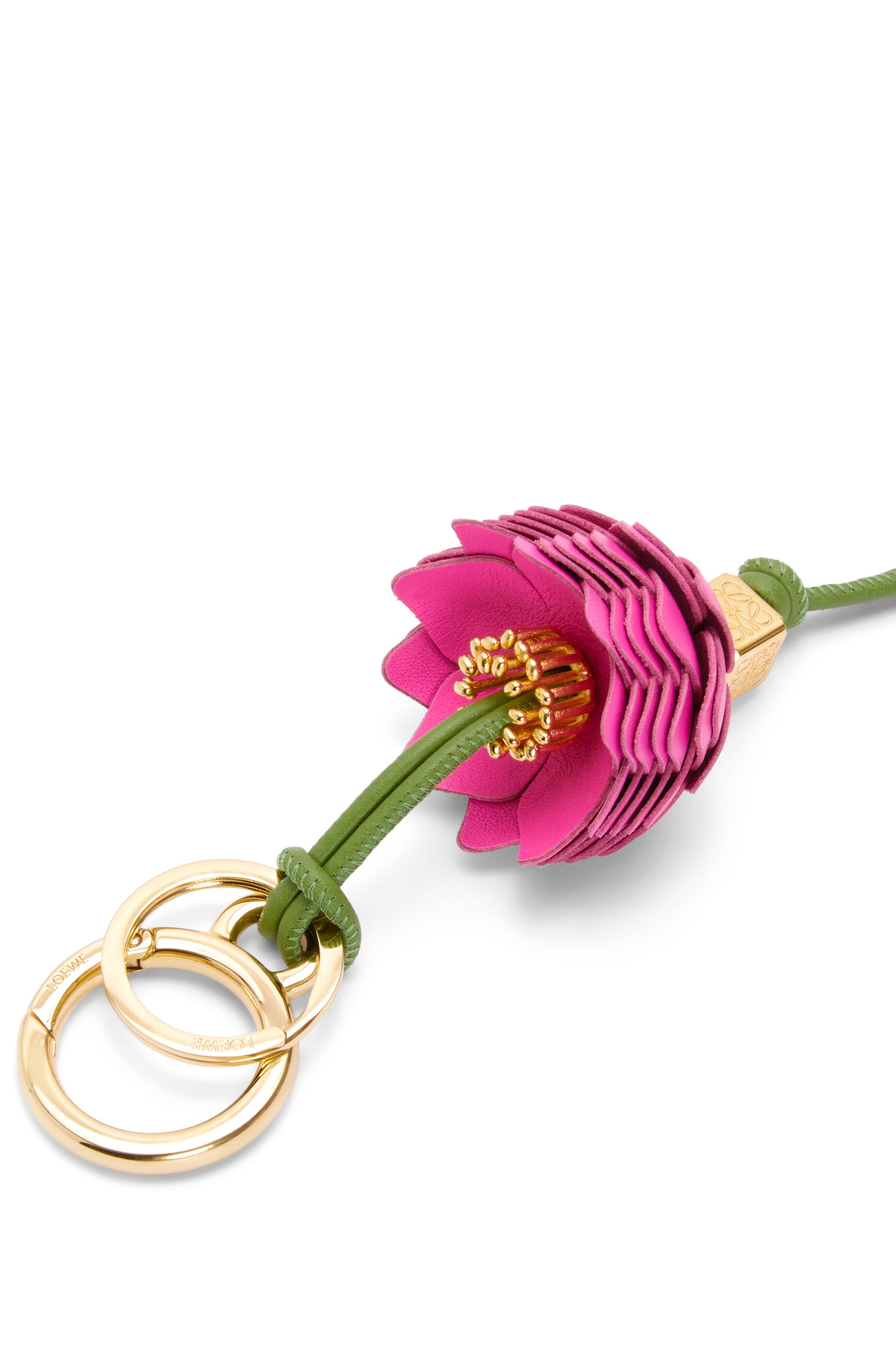Flower dice charm in classic calfskin and brass - 2