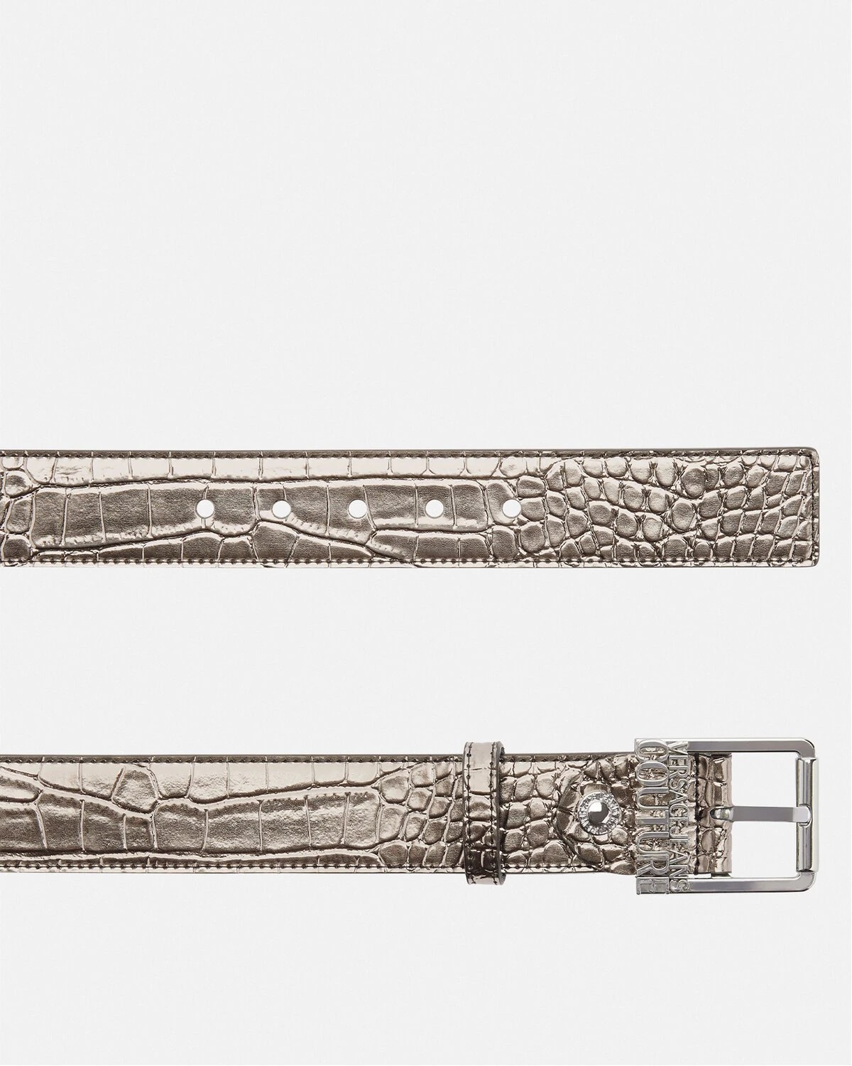 Metallic Croc-Effect Logo Belt - 2