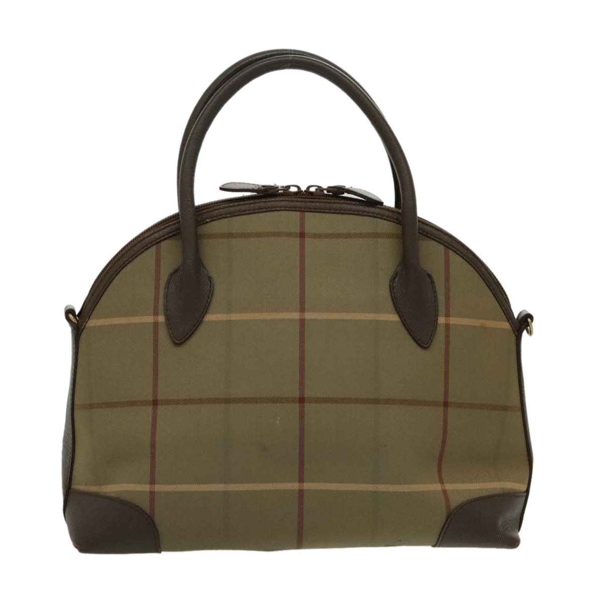 Burberry Nova Check Hand Bag Canvas Leather Brown Gold - 2