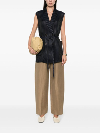 Brunello Cucinelli pinstripe-pattern belted waistcoat outlook
