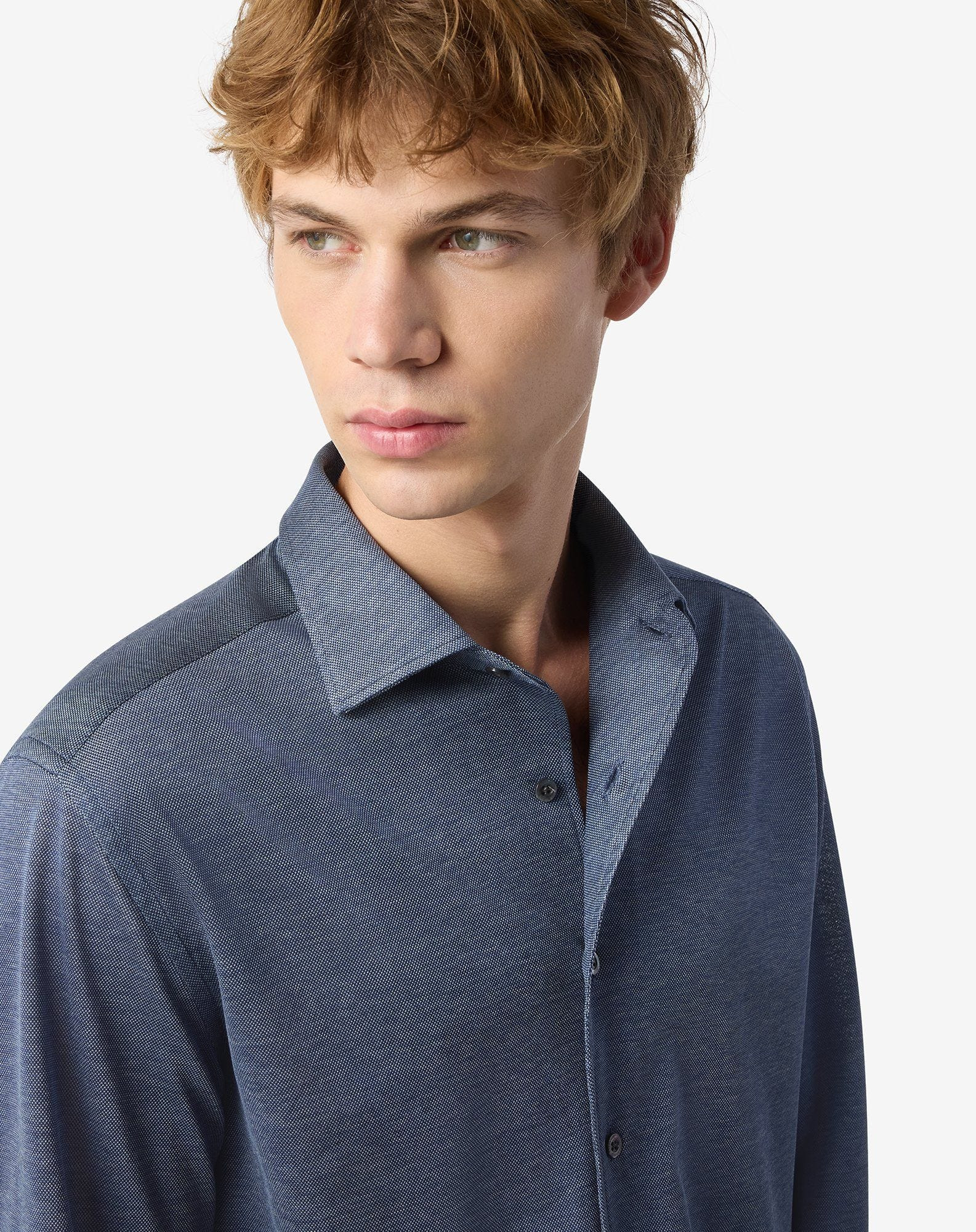 Blue cotton jersey shirt - 4