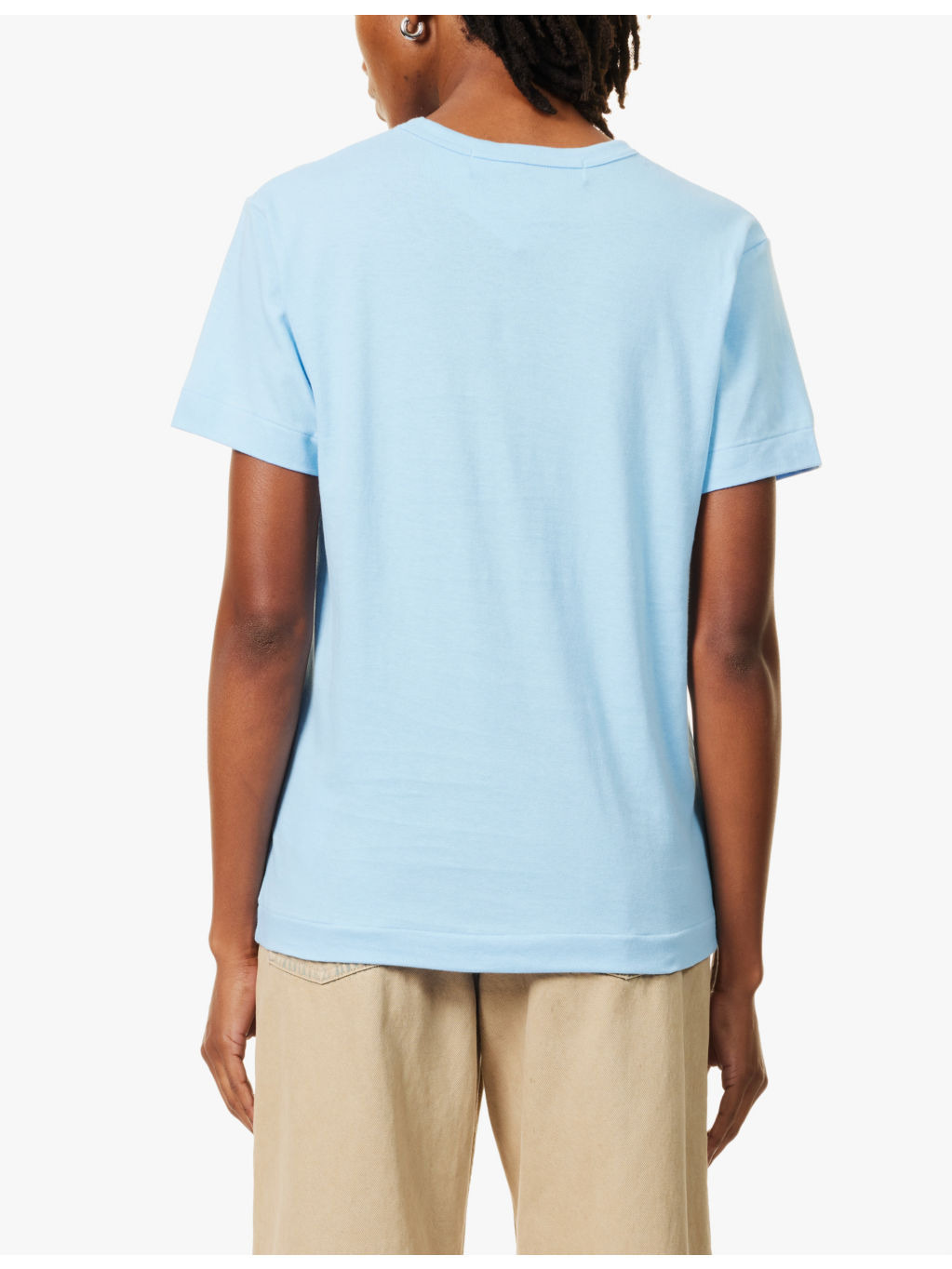 Heart-embroidered round-neck cotton-jersey T-shirt - 4