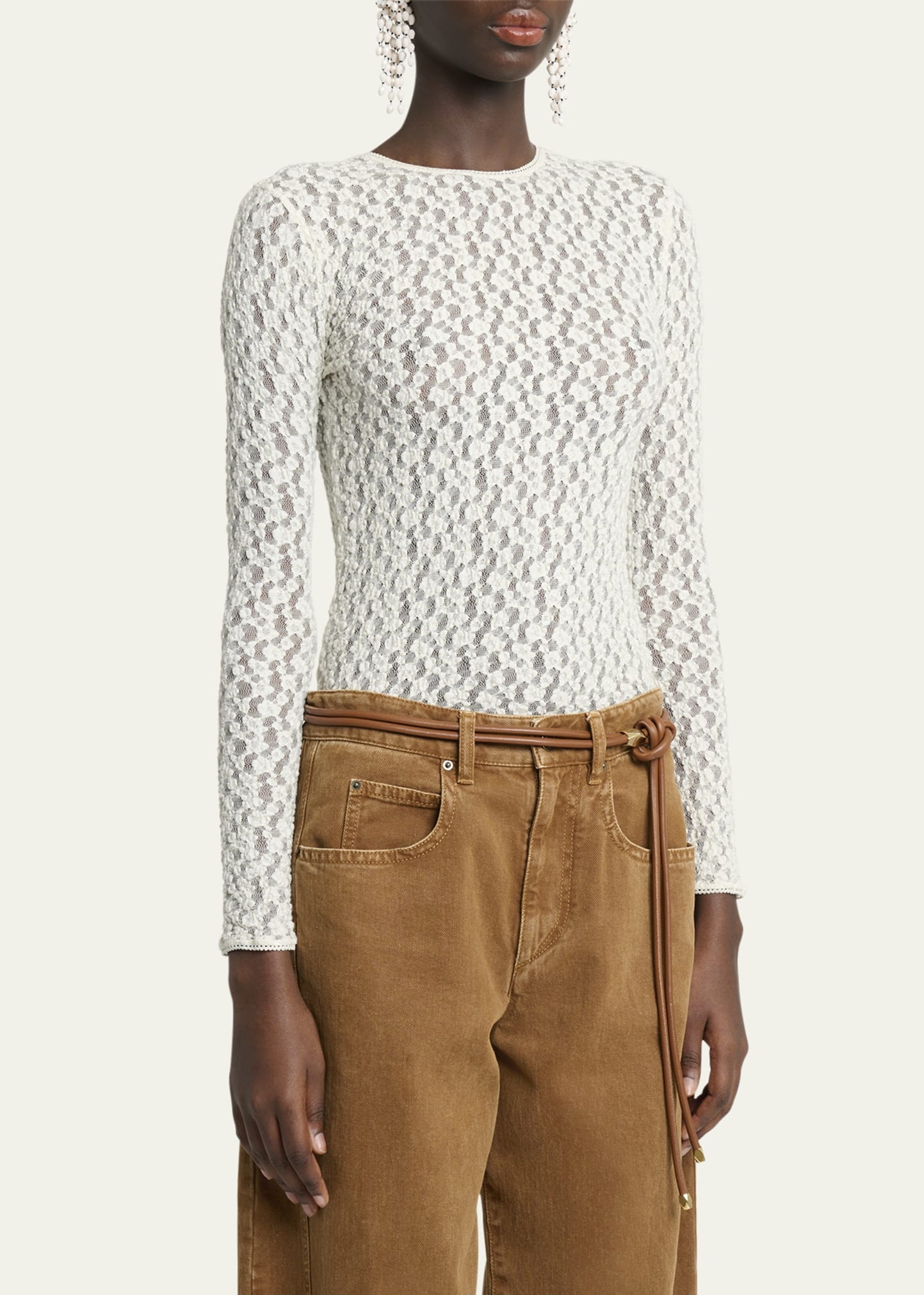 Gaelle Floral Stretch Lace Top - 4