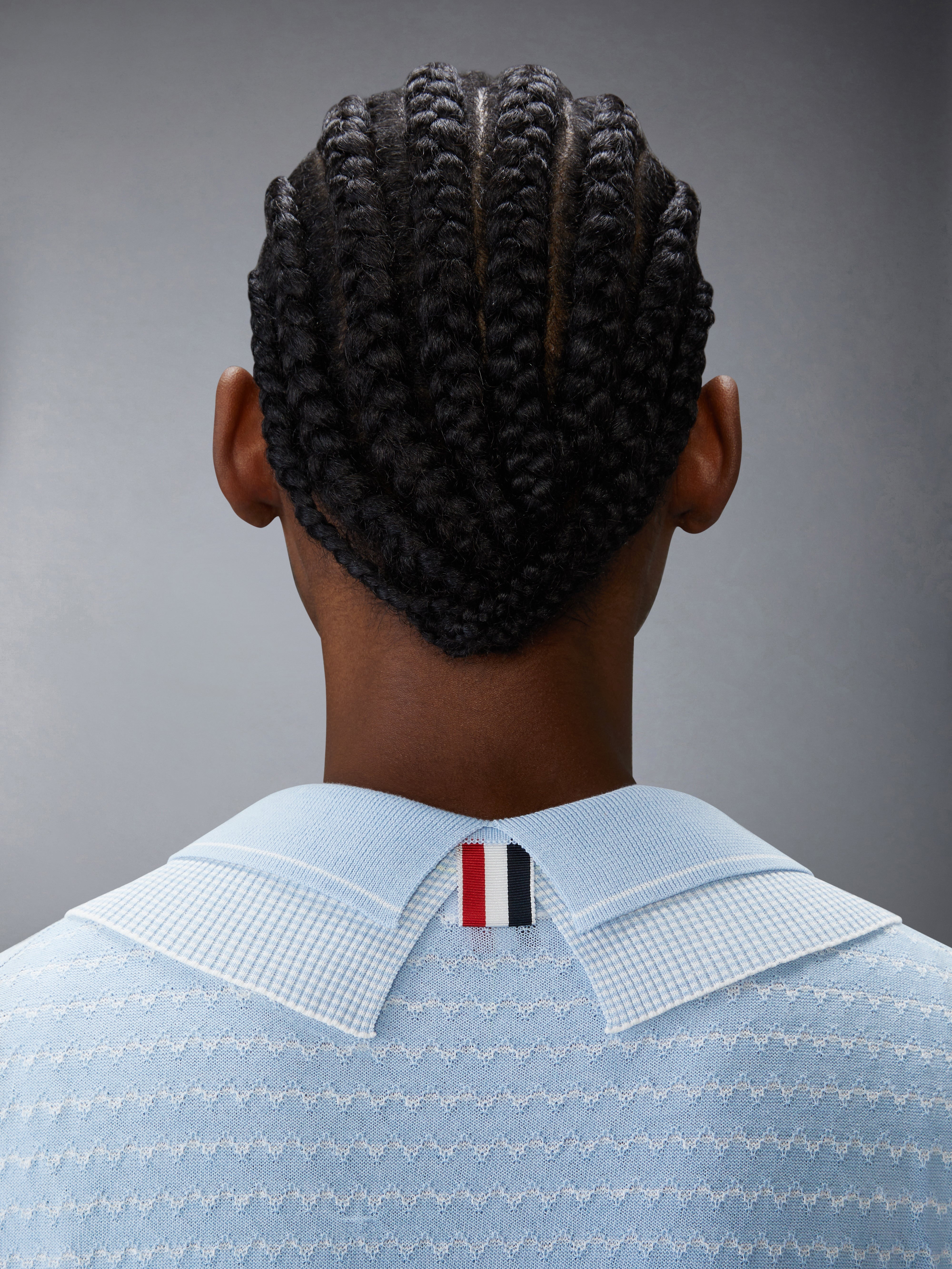 STRIPED TUCK STITCH SHORT SLEEVE CARDIGAN - 6