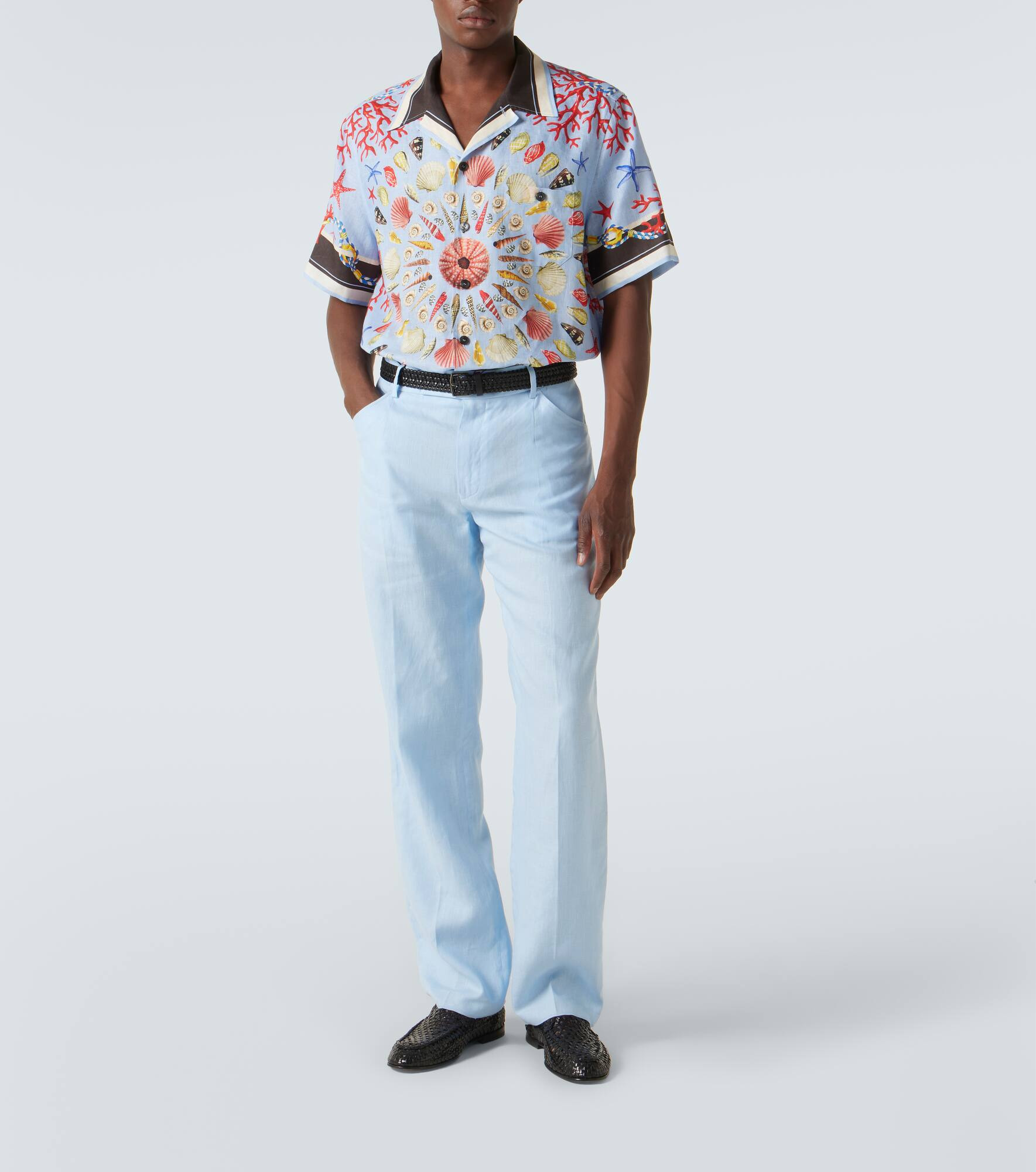 Printed linen canvas bowling shirt - 2