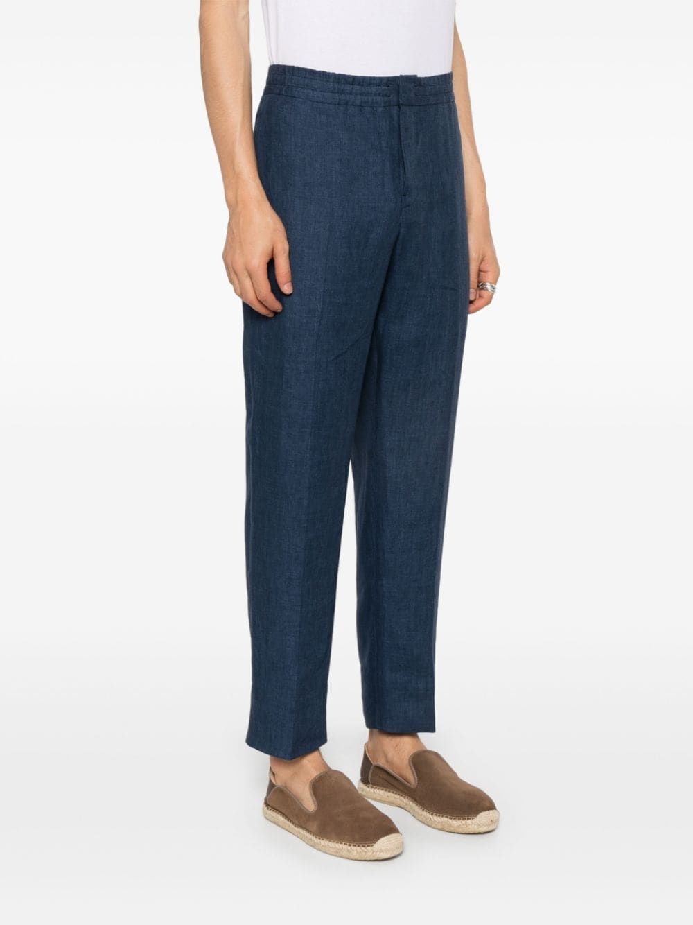 linen straight-leg trousers - 3