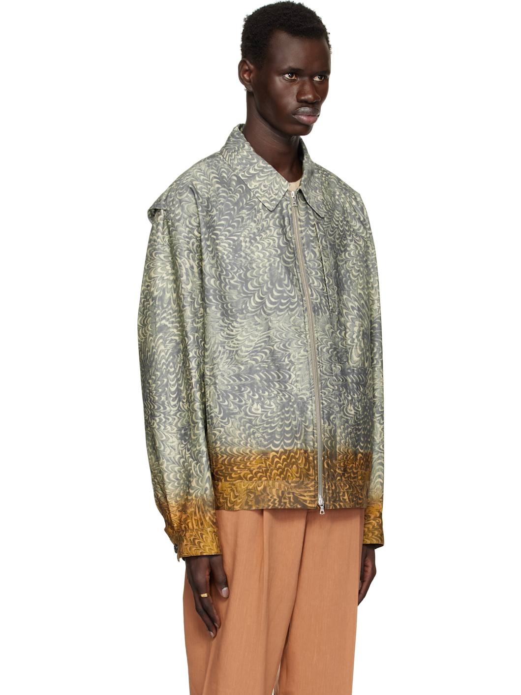 Gray & Tan Printed Cotton Jacket - 2
