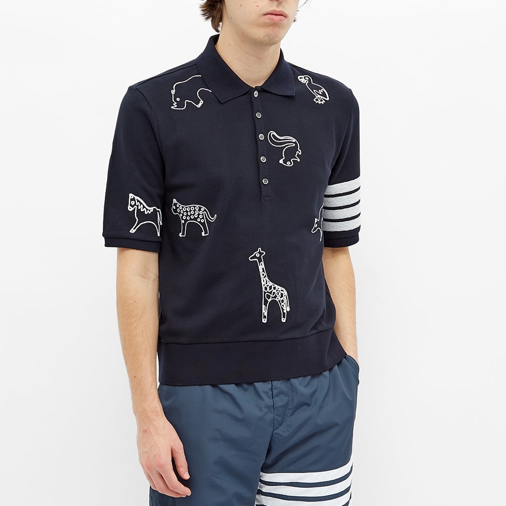 Thom Browne All Over Embroidery 4 Bar Polo - 3