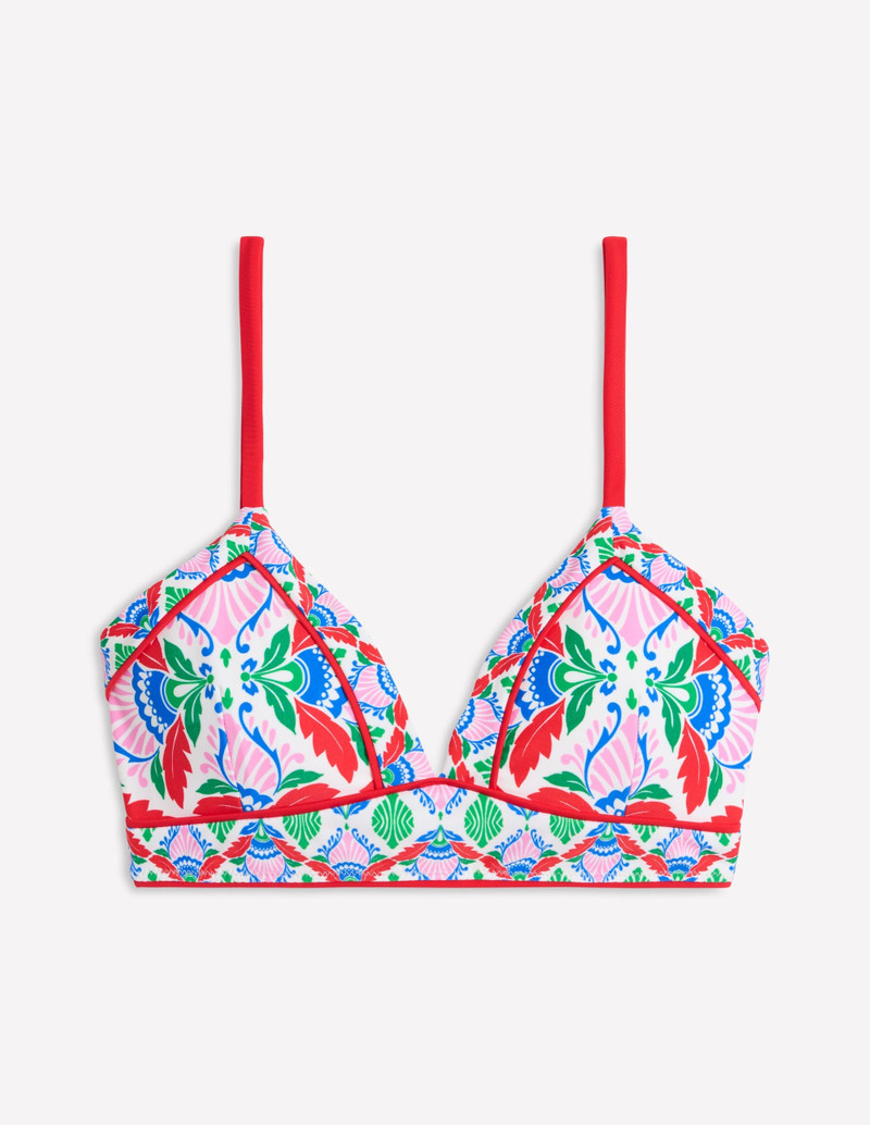 Kasos String V Neck Bikini Top-Multi, Ornate Thistle 6