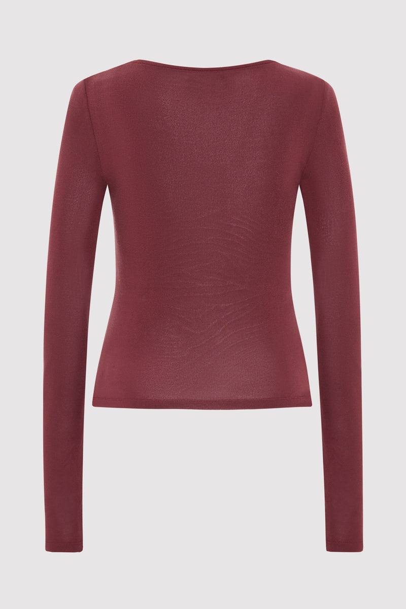 Bateau Long Sleeve Jersey Top - Currant - 7