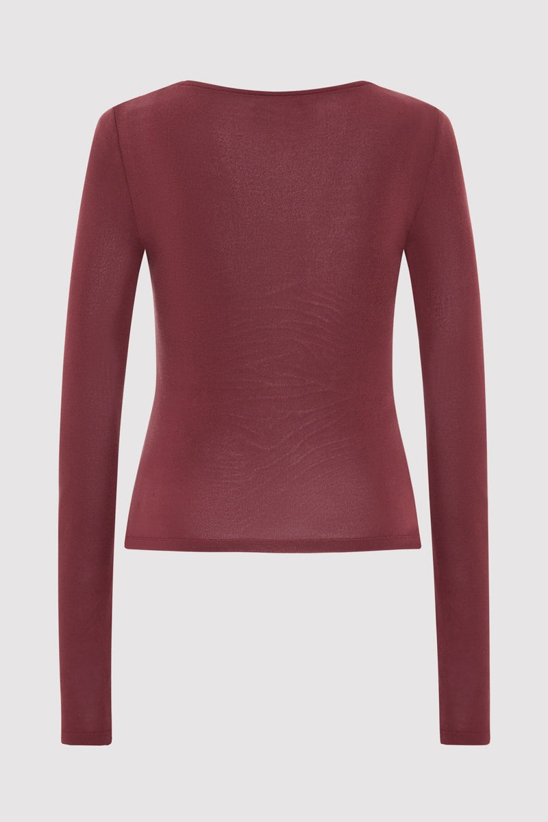 ST. AGNI Bateau Long Sleeve Jersey Top - Currant outlook