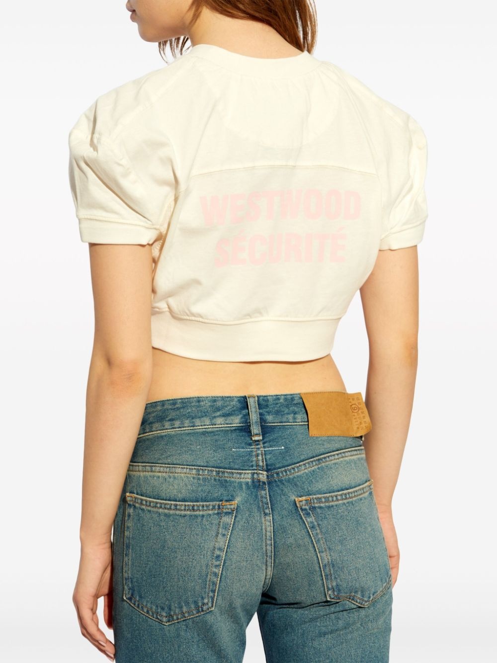 logo-print cropped cotton T-shirt - 4