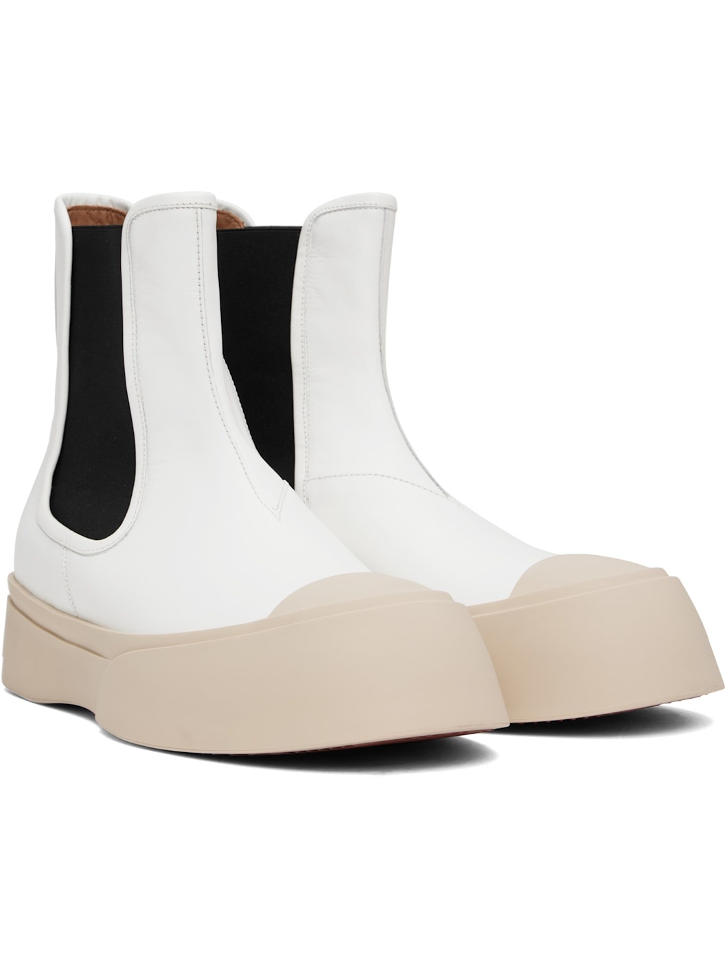 White Leather Pablo Chelsea Boots - 4