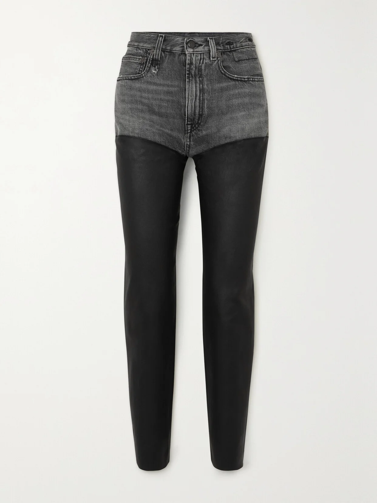 Courtney Chaps Denim And Leather Slim-leg Jeans - 1