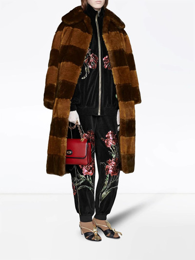 GUCCI Chenille jogging pants with floral patches outlook