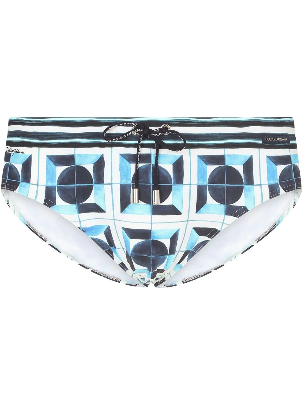 geometric-print swimming briefs - 1