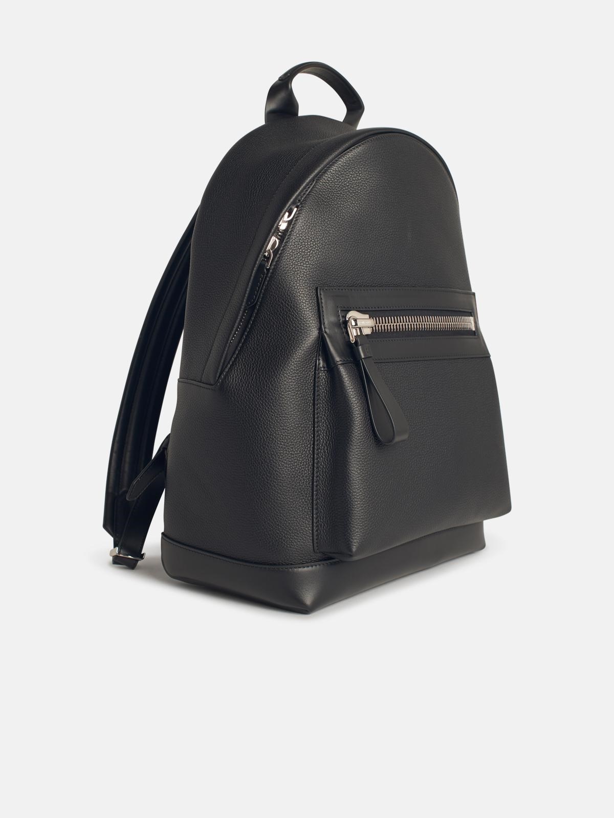 BLACK LEATHER BACKPACK - 2
