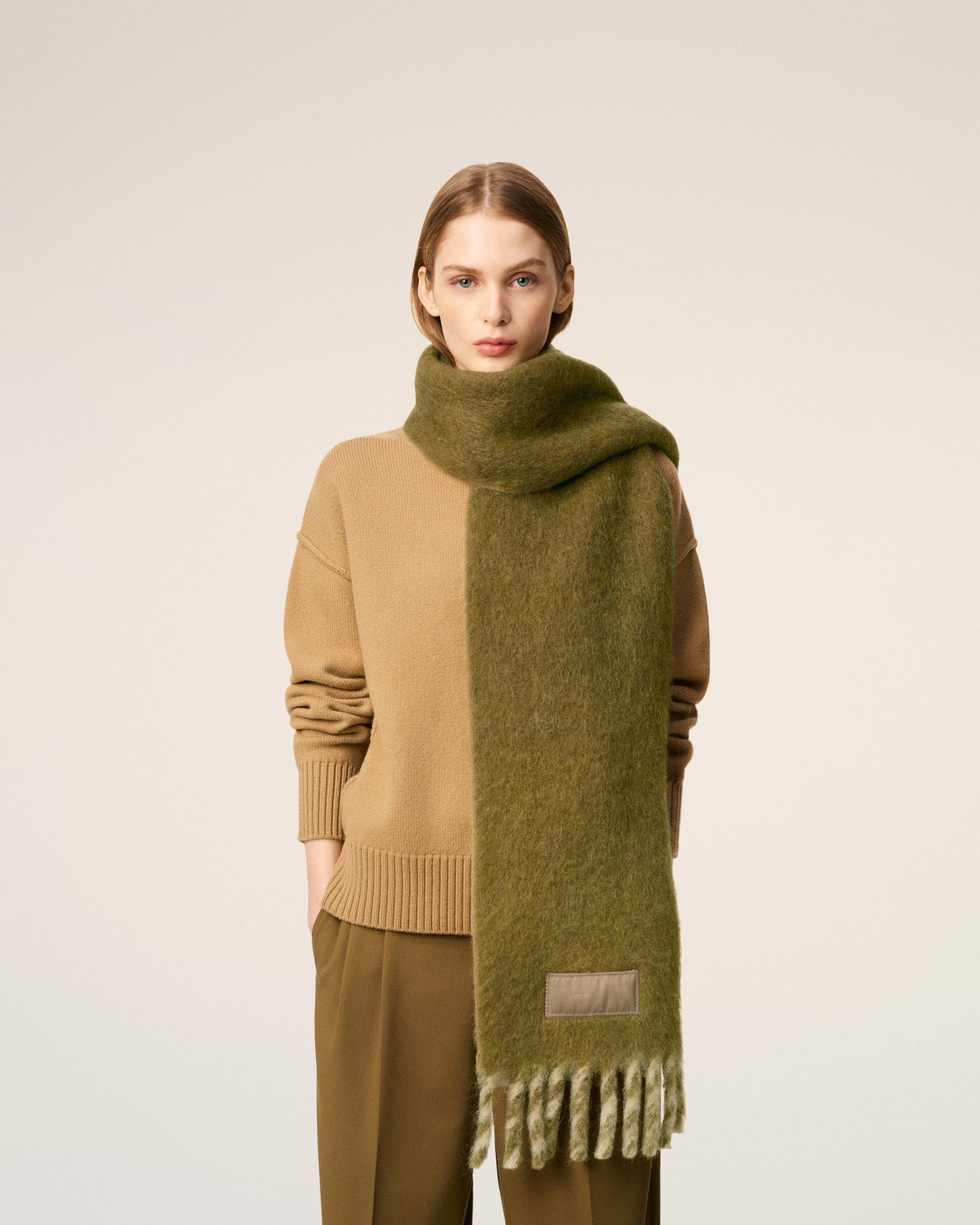 GREEN ALPACA BICOLORED SCARF - 2