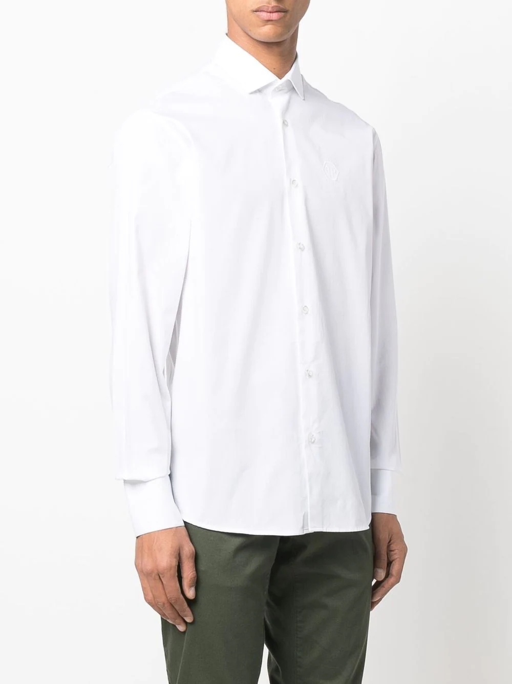 Hexagon embroidery dress shirt - 3