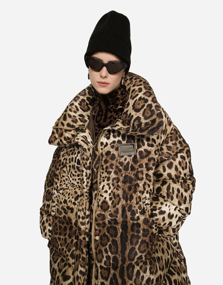 Dolce & Gabbana Long leopard-print nylon jacket | REVERSIBLE