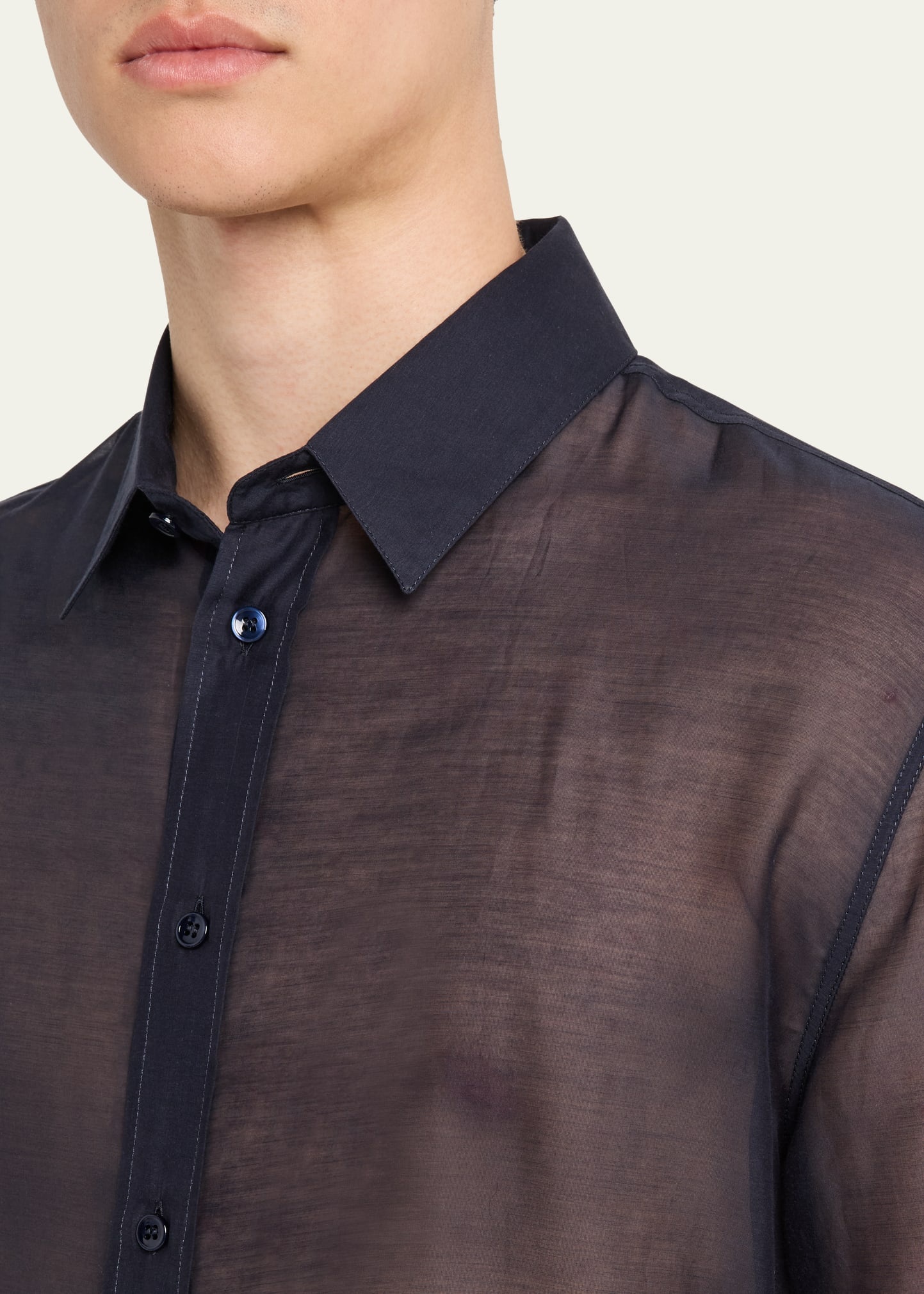 Men's Cotton and Silk Voile Sport Shirt - 5
