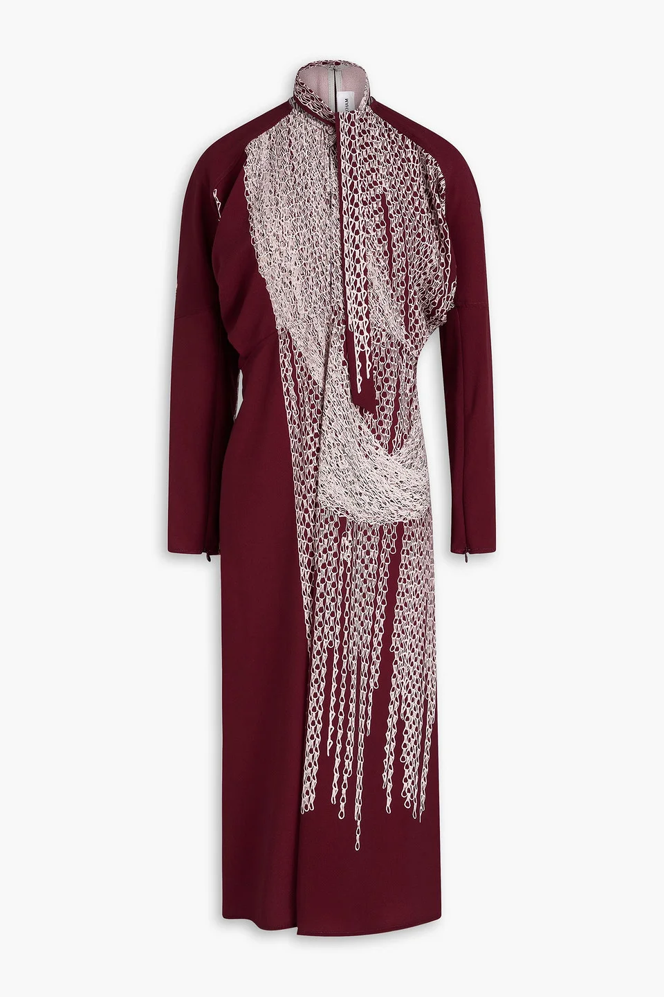 Tie-neck printed crepe midi dress - 1