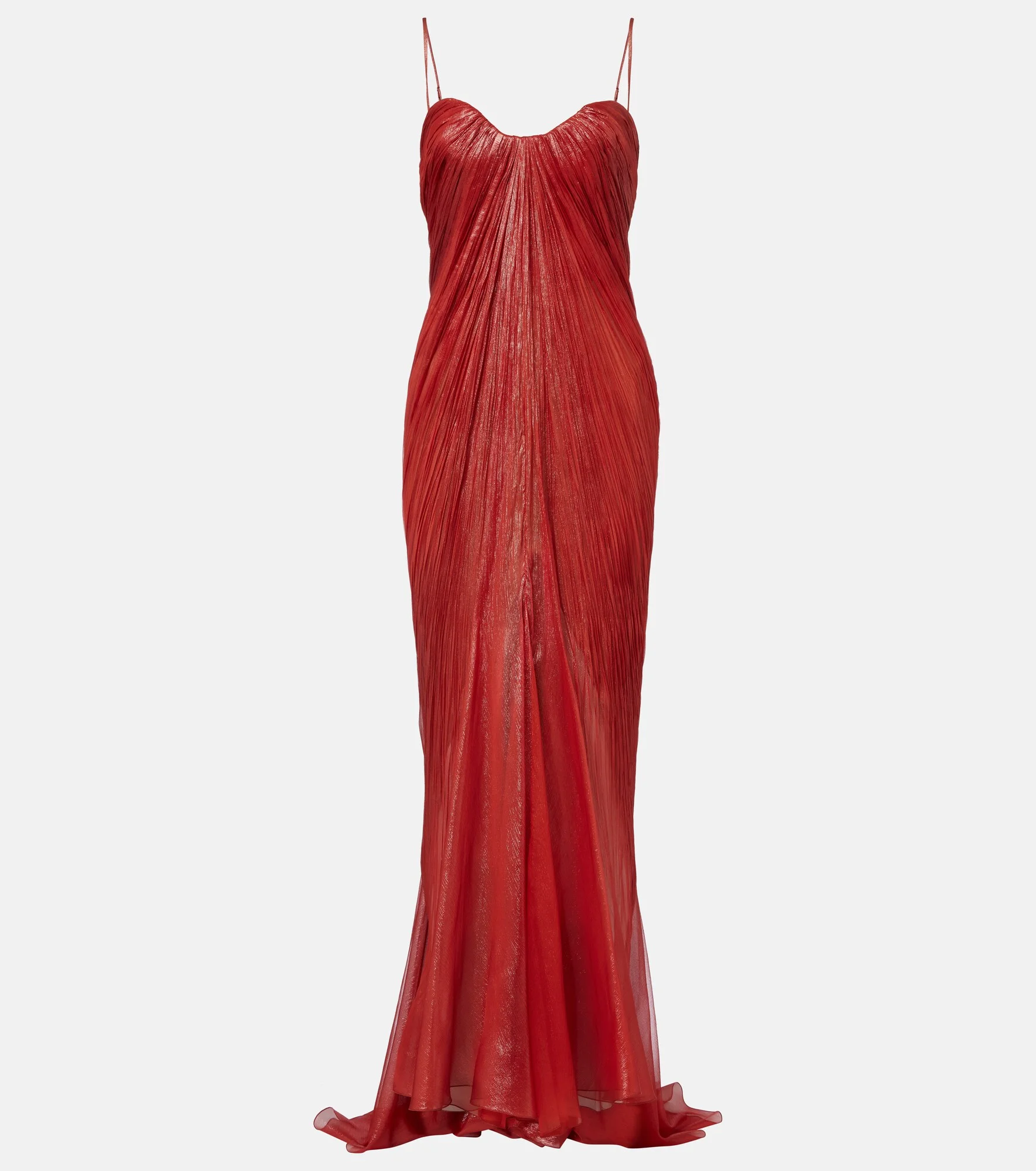Victoria pleated silk muslin bustier gown - 1