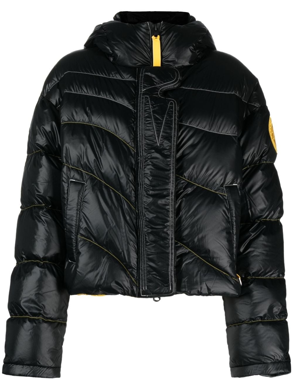 logo-patch down puffer jacket - 1