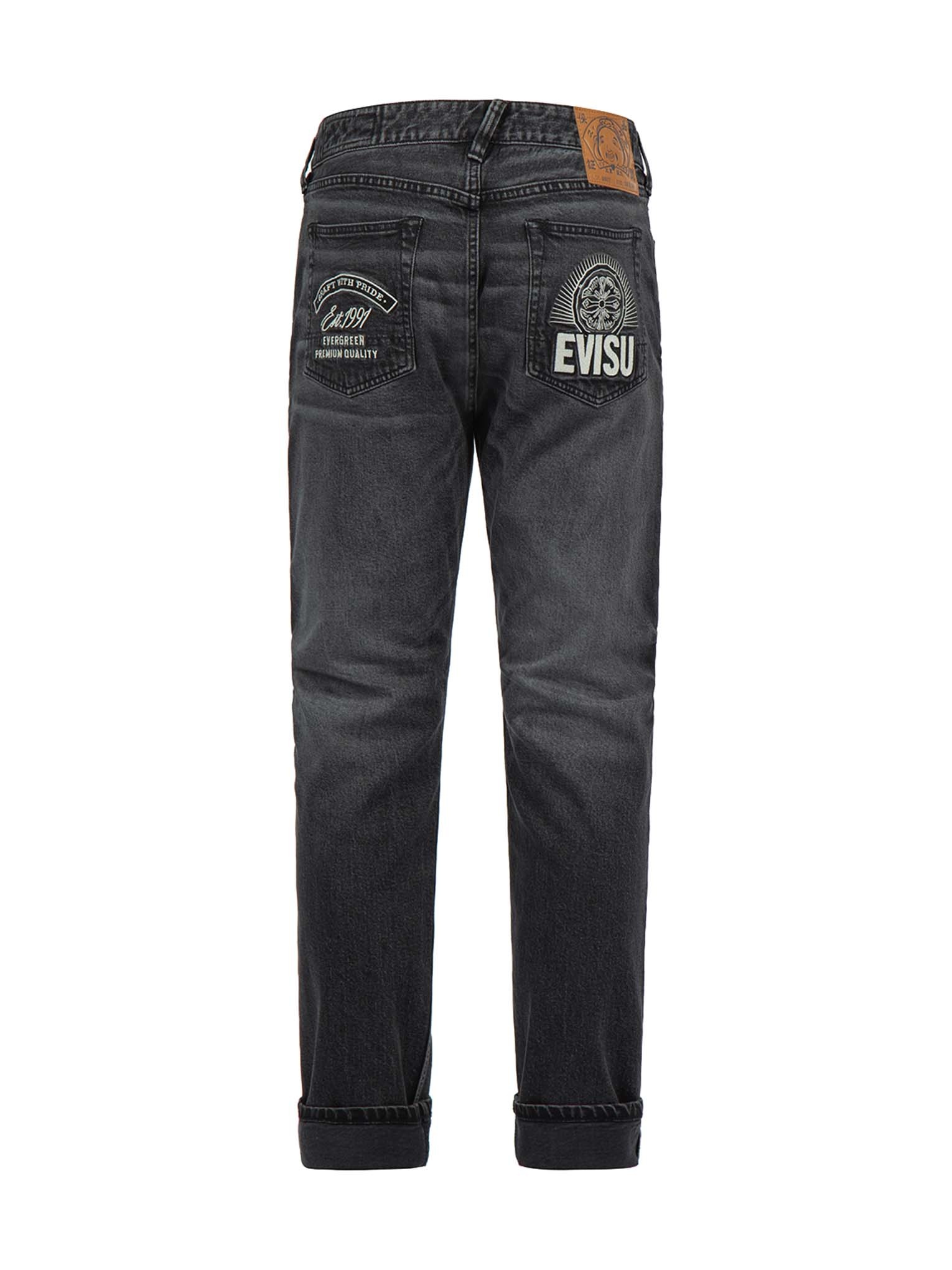 Kamon and Logo Embroidered Carrot Fit Jeans #2017 - 5
