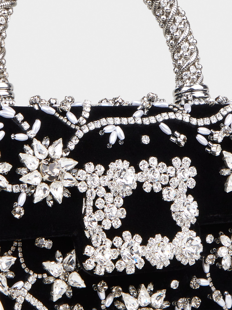 Ramage Jewel Mini Flower Strass Buckle Clutch Bag in Velvet 7