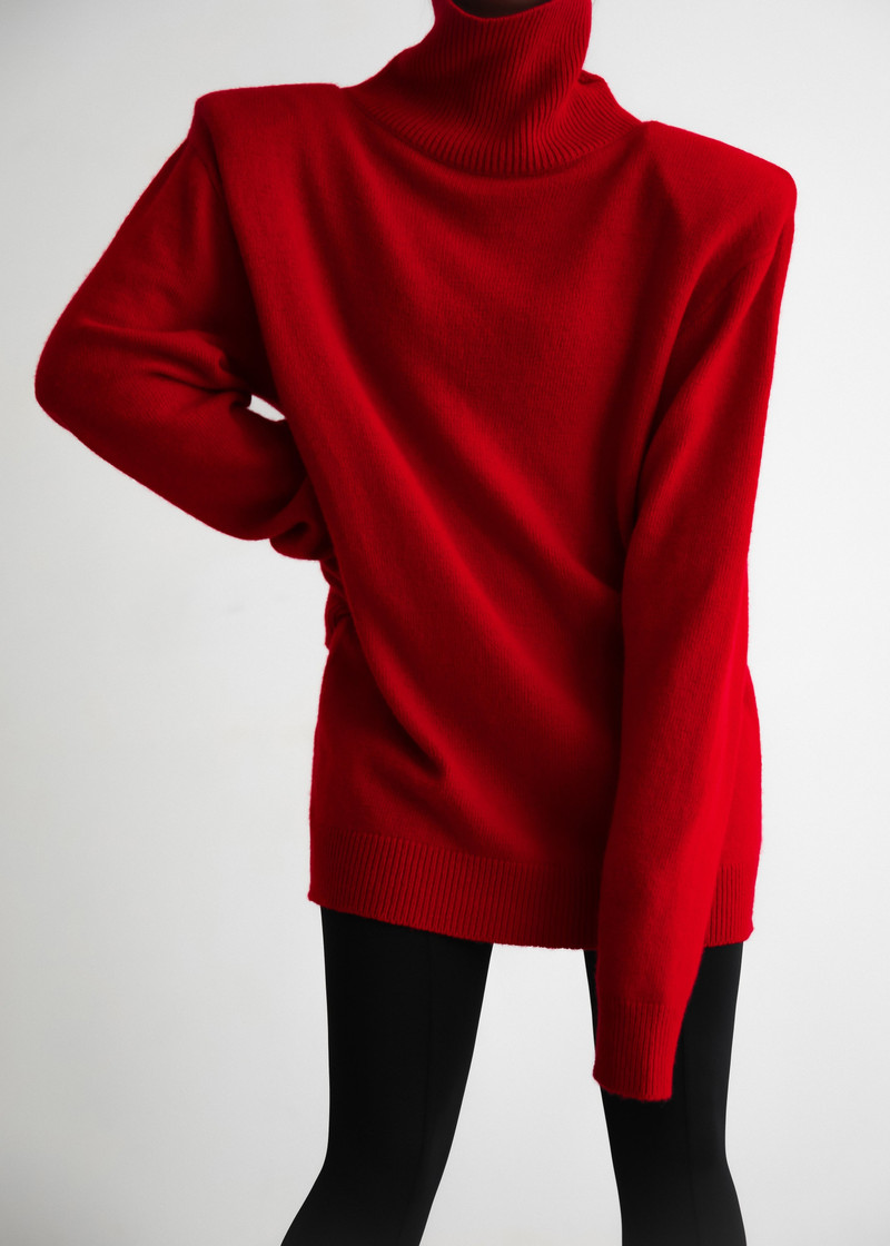 Emilia Mini Padded Sweater Dress - Red 3