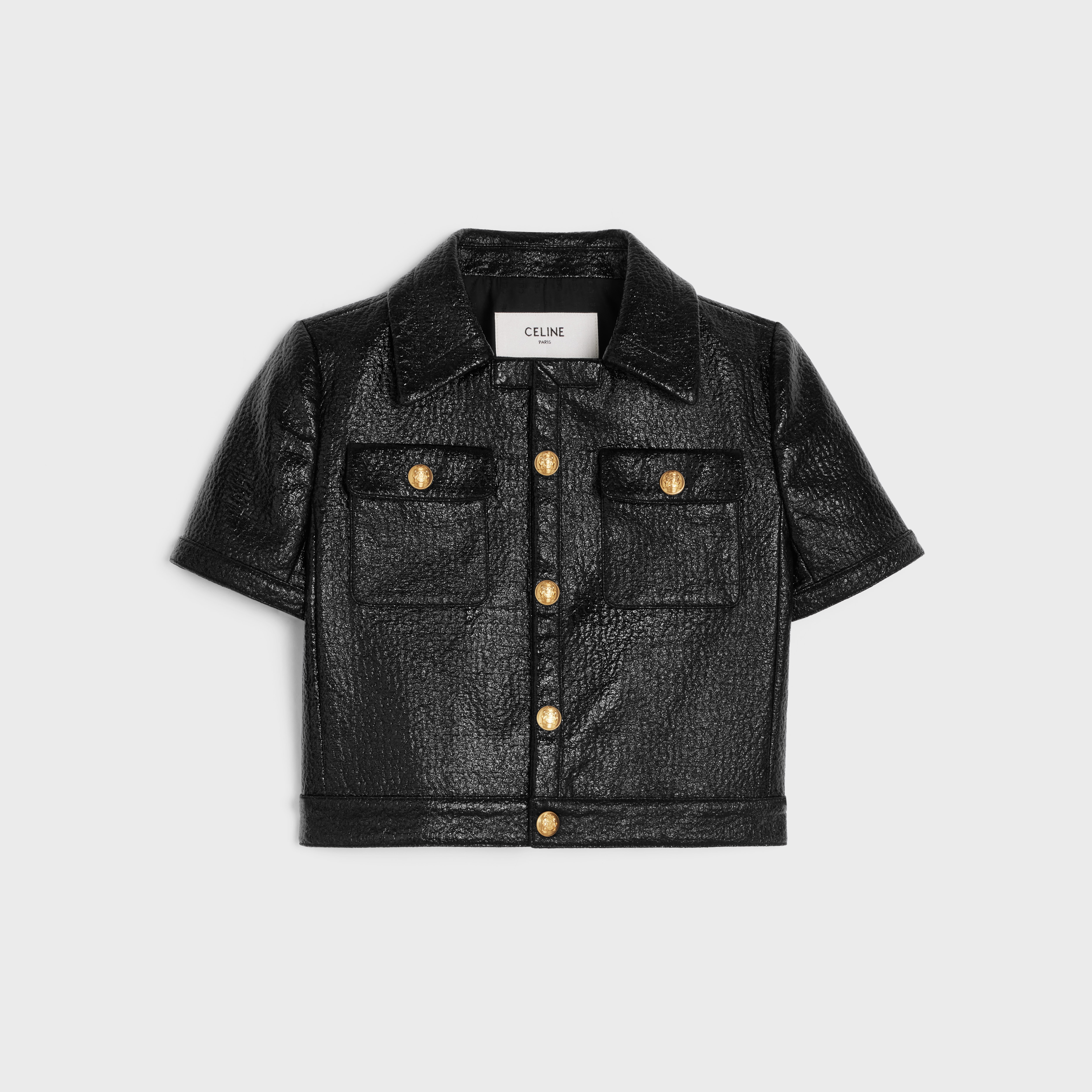 cropped Chelsea jacket in lacquered tweed - 1