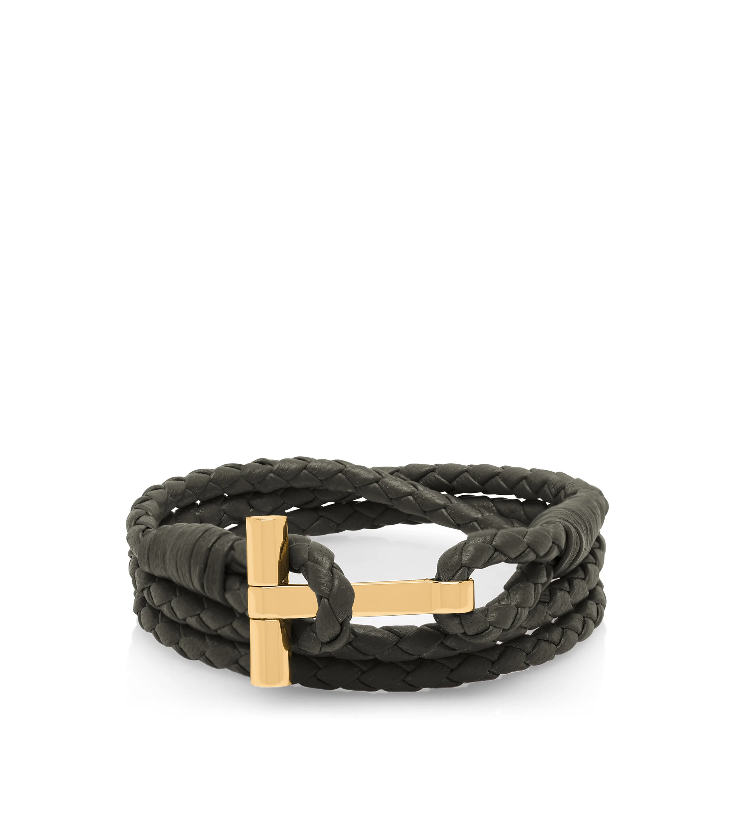 BRAIDED LEATHER T BRACELET - 1