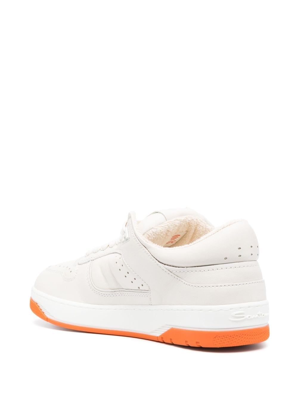 embroidered-logo leather low-top sneakers - 3