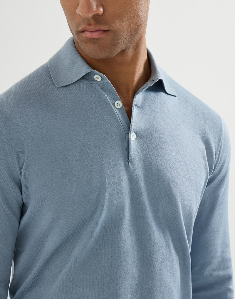 Cotton lightweight knit polo shirt 4