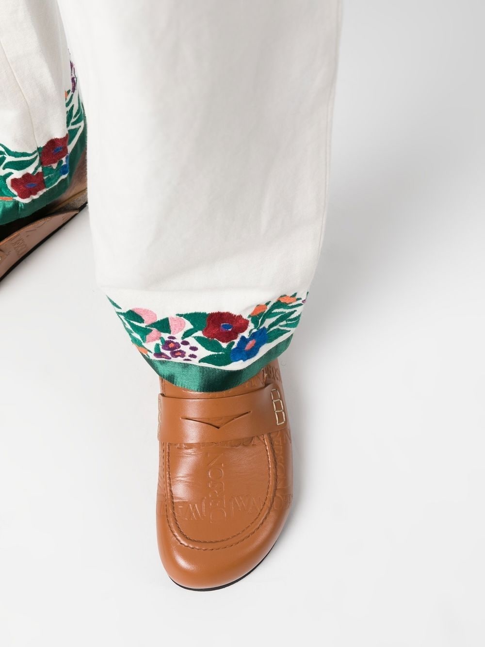 embroidered-hem detail trousers - 5