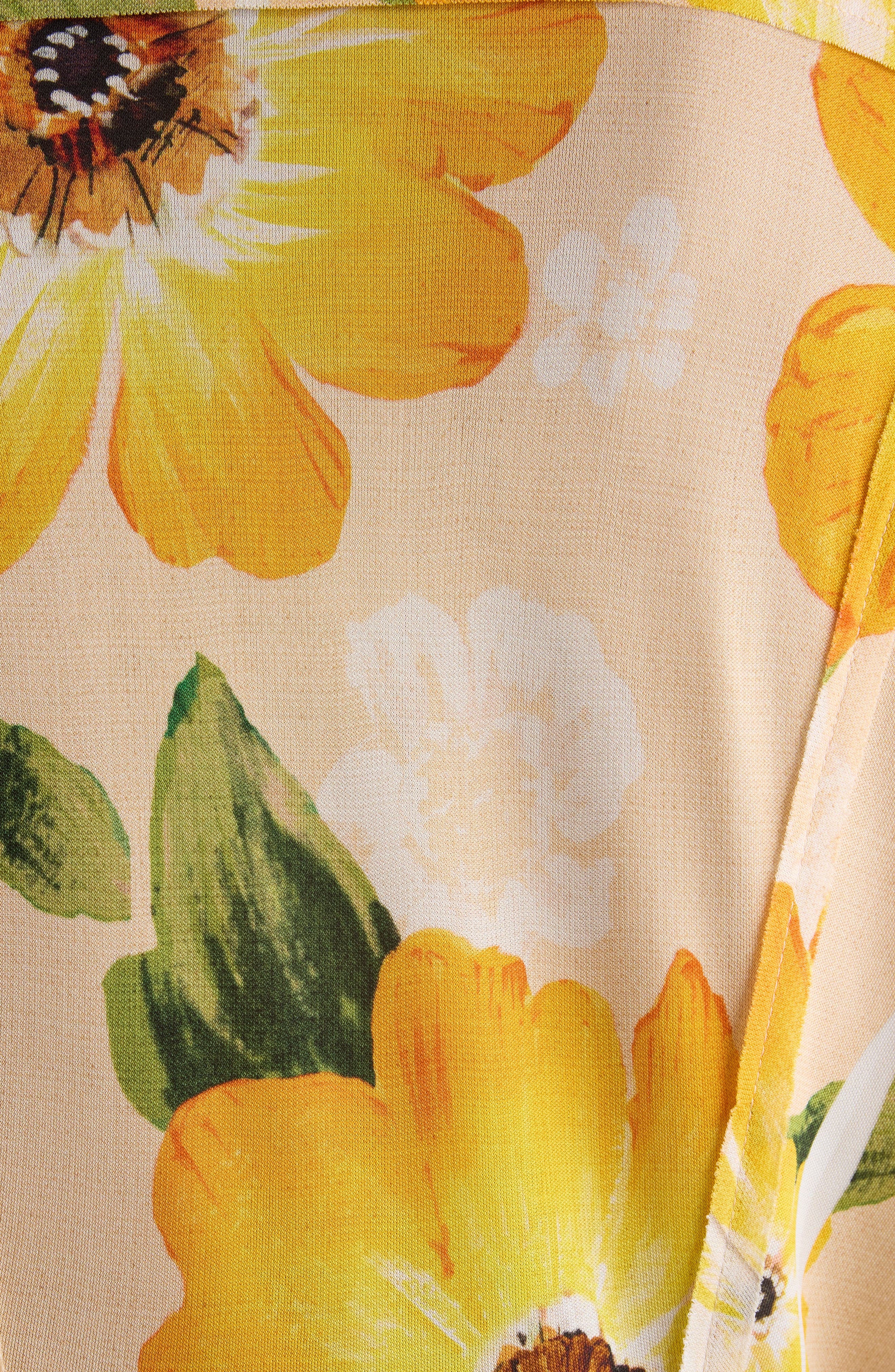 Acne Studios Delga Floral Print Long Sleeve Shirtdress in Orange Multi at Nordstrom - 3
